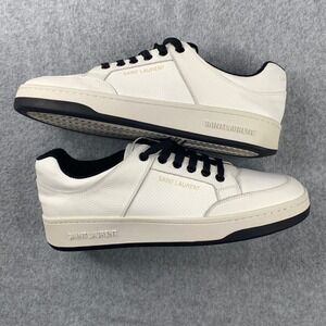 Saint Laurent Men's White Low-Top Leather Sneakers